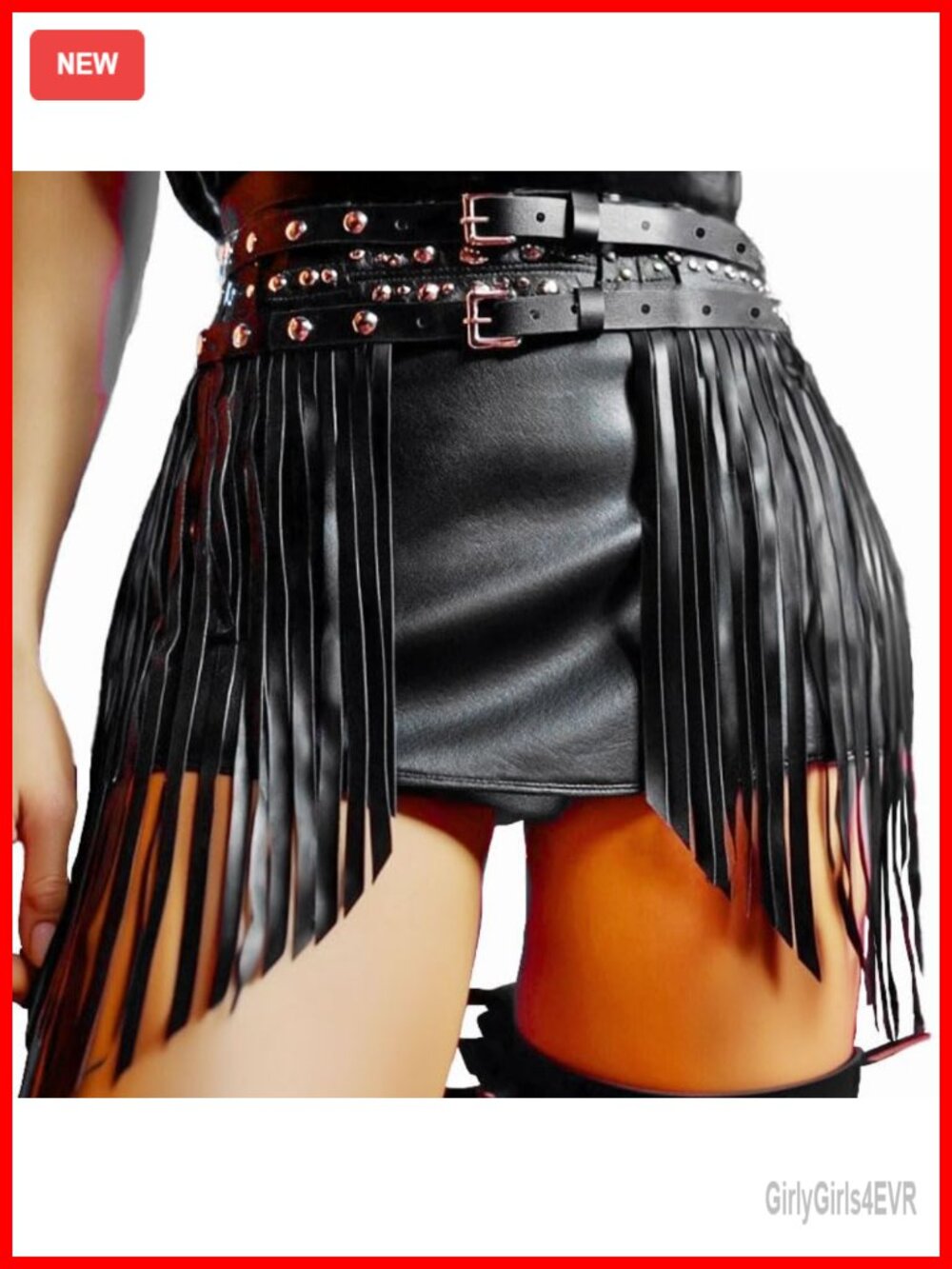 Fringe Belt PU Leather Alloy Western Cowgirl Rave Accessory
